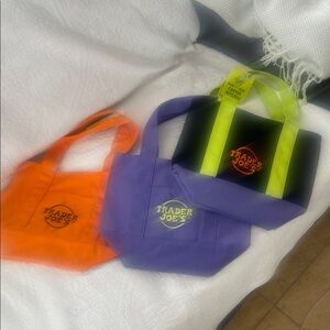 3 trick-or-treat canvas tote bags from Trader Joe’s with tags